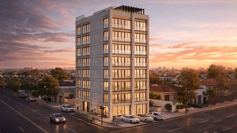 Render de Lotto 903 Residences al atardecer
